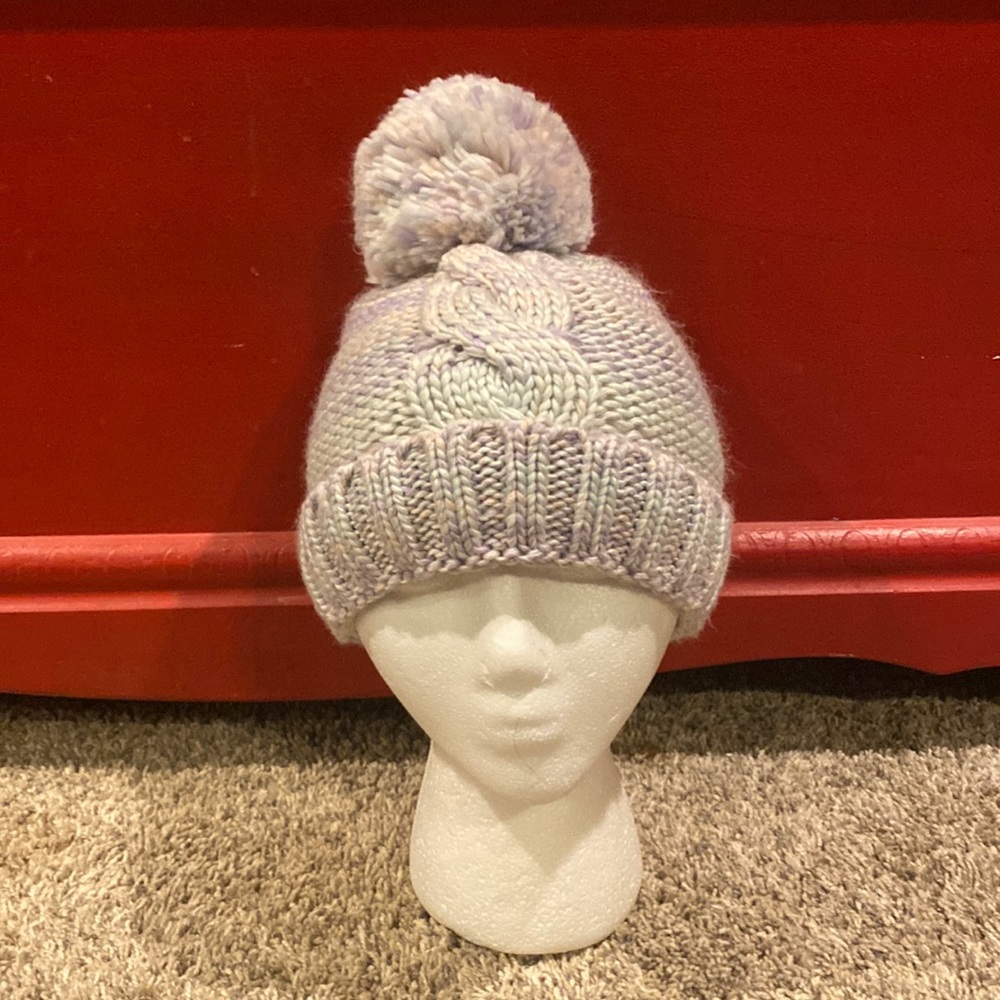 Fleece lined winter hat with pom for child